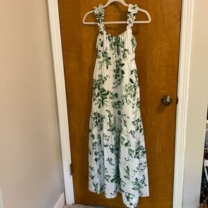 NWOT Abercrombie & Fitch Bow Back Poplin Maxi Dress Size Small. Green/white.